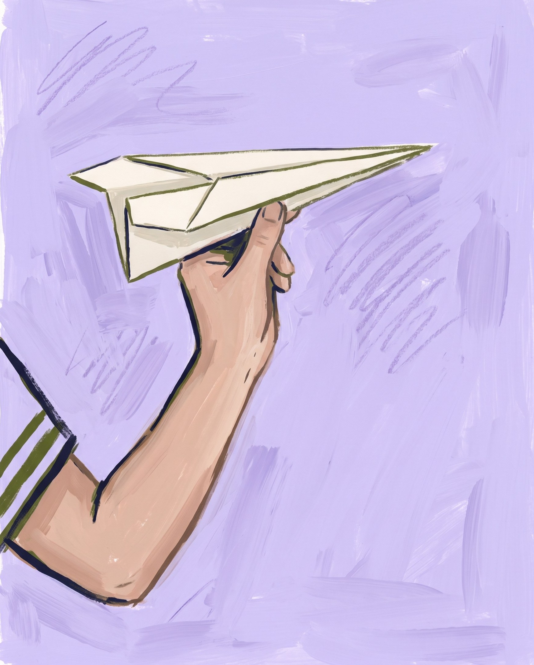 A hand launching a paper plane